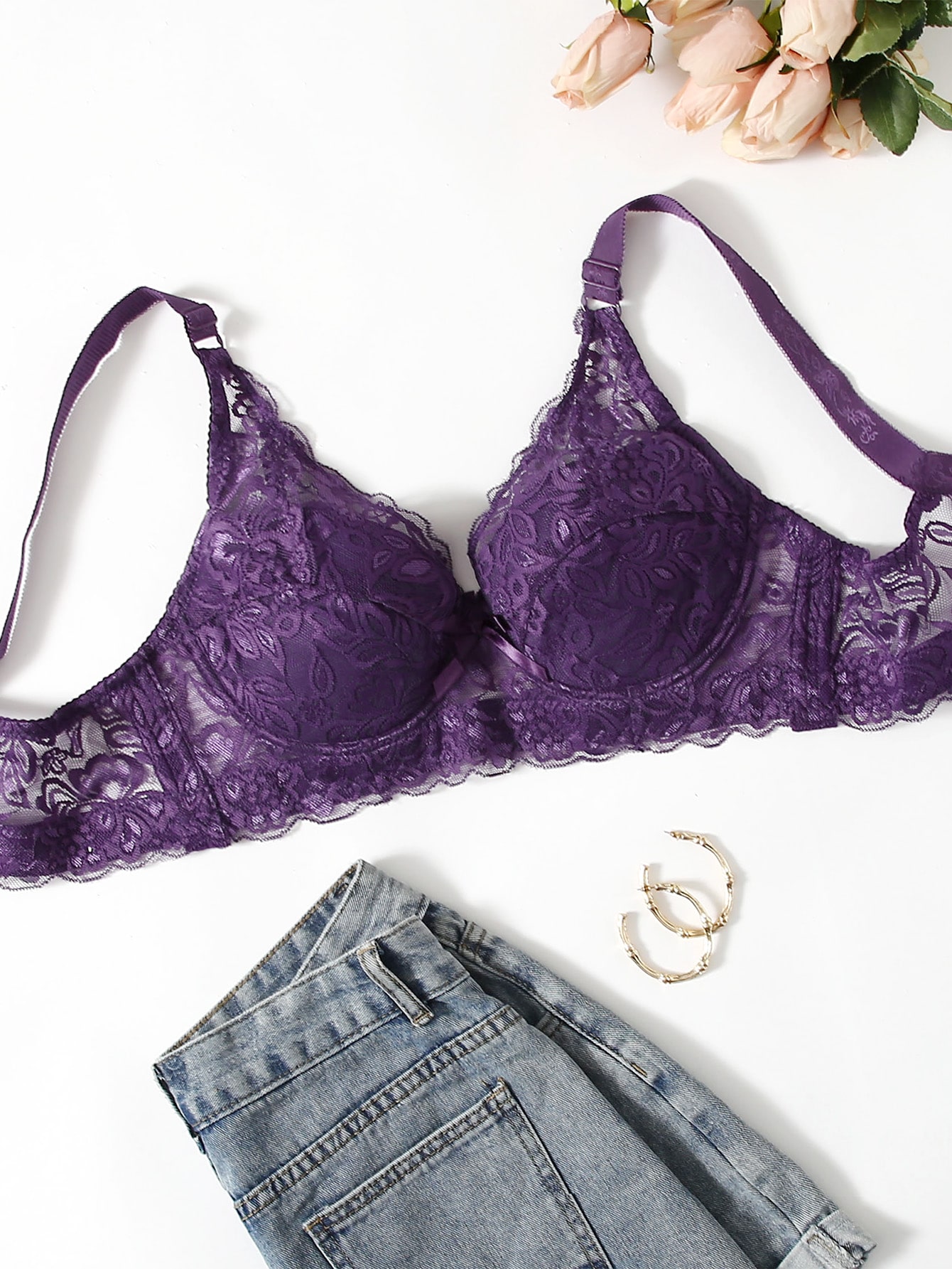 Plus Floral Lace Underwire Bra thumbnail