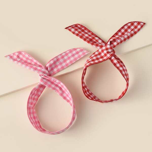 

2pcs Plaid Pattern Ear Decor Headband, Multicolor