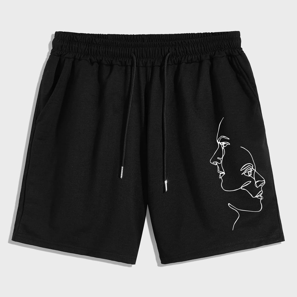 

Guys Figure Graphic Tie Front Shorts, Black