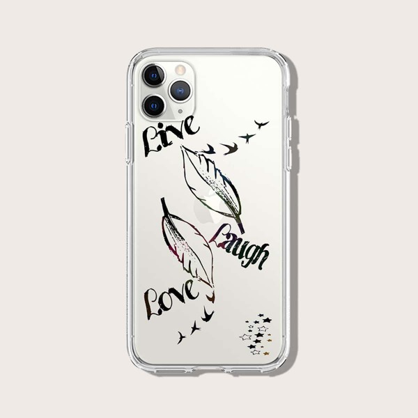 

Чехол для iPhone с текстовым принтом, Прозрачный