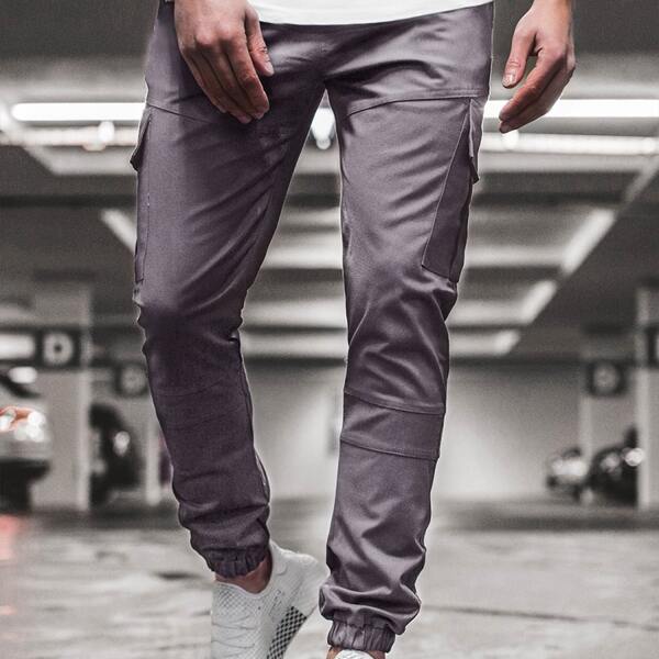 

Men Flap Pocket Cargo Pants, Grey