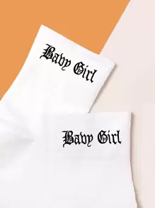 Letter Graphic Crew Socks