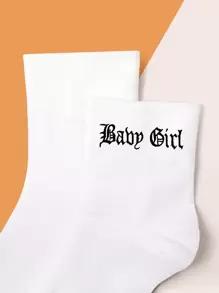 Letter Graphic Crew Socks