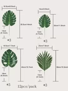 12 片人造叶子，人造树叶，适用于花园、家居、婚礼、假植物、秋季装饰、房间、书桌、花园装饰、房间装饰用品