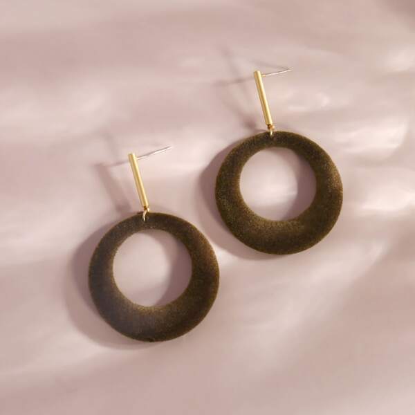 

Circle Drop Earrings, Dark green