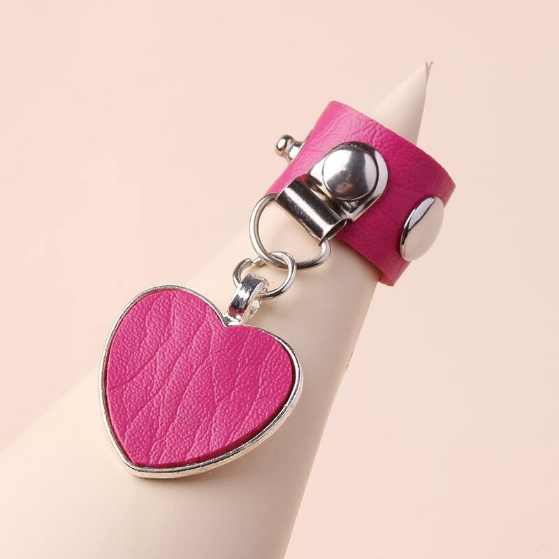 

1pc Heart Decor Adjustable Ring, Hot pink