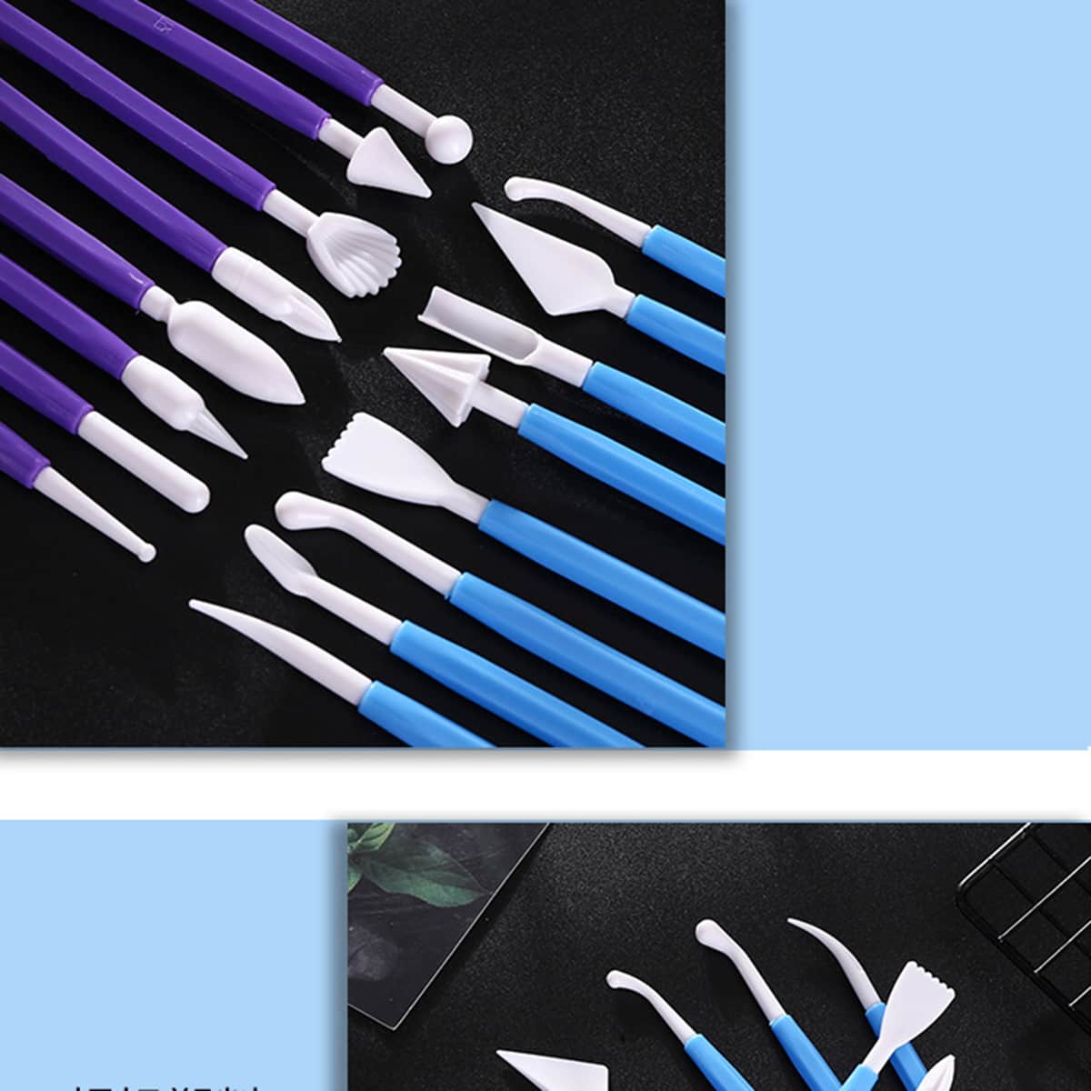 

8pcs Double Heads Plastic Pottery Sculpture Tools, Multicolor