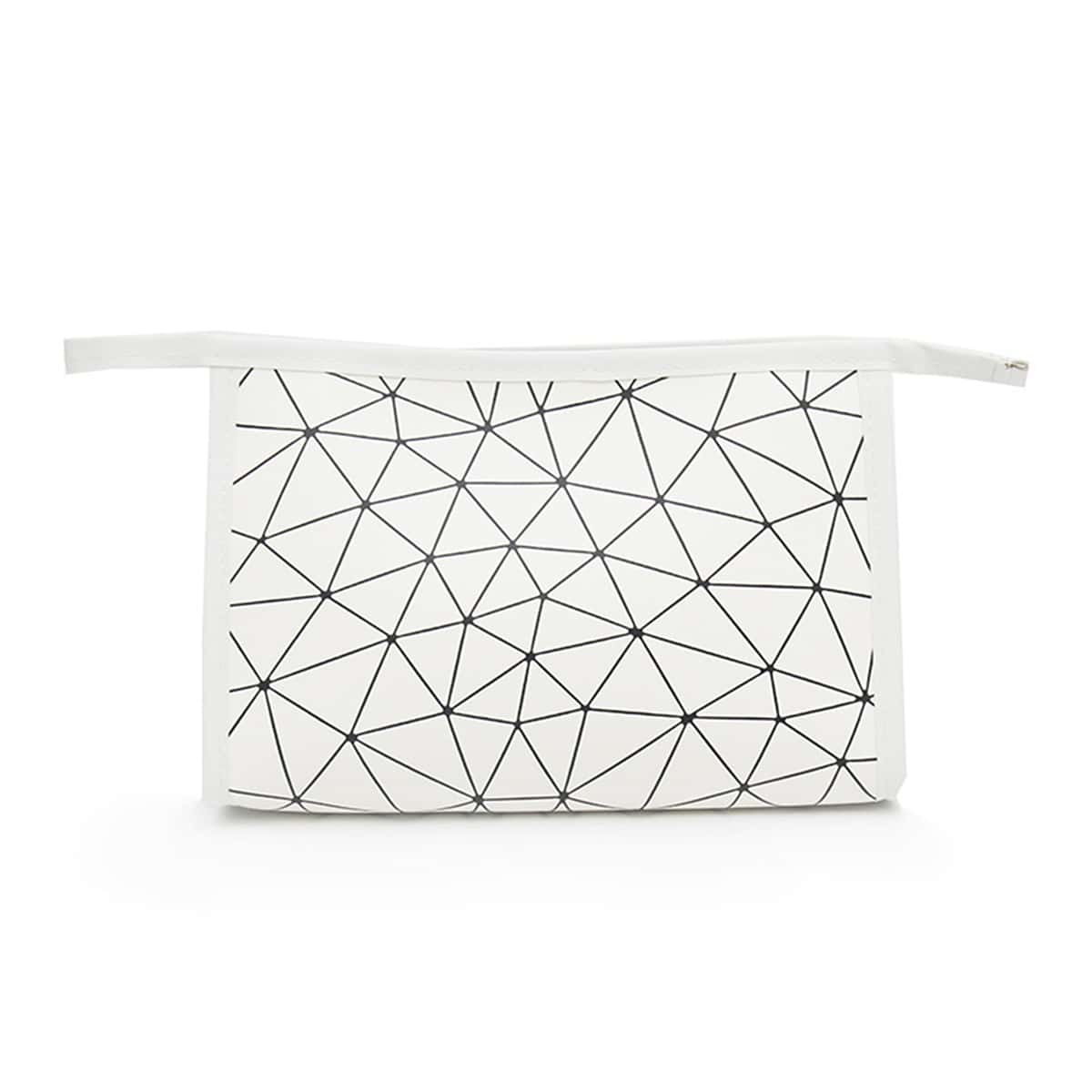

Geometric Pattern Makeup Bag, Silver
