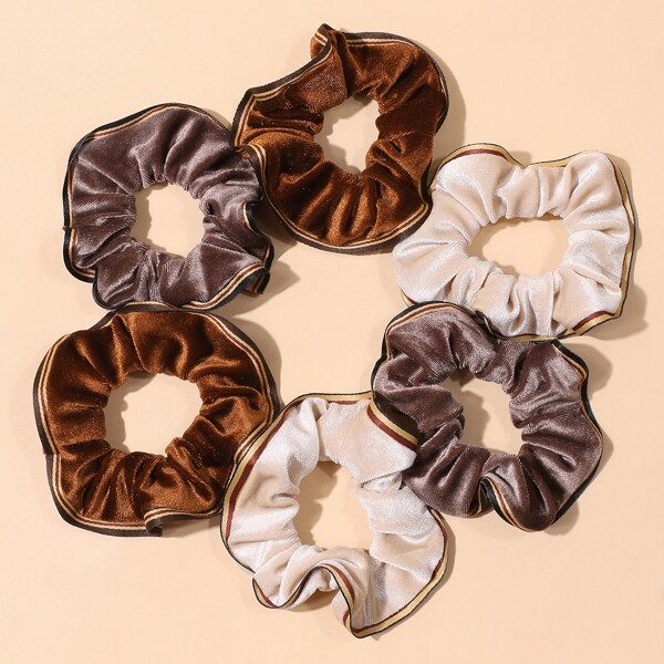 

6pcs Colorful Velvet Scrunchie, Multicolor