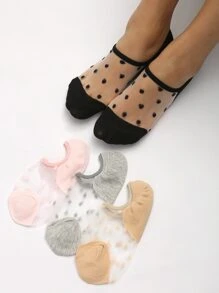 4 pares calcetines tobilleros de malla - transparente - Ver 1