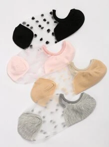 4 pares calcetines tobilleros de malla - transparente - Ver 6