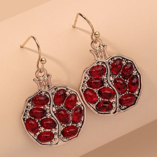 

Rhinestone Fruit Drop Earrings, Red