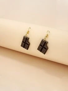 Đôi Bông tai mặt dây chuyền sô cô la Bite sáng tạo, Phụ kiện trang sức thời trang hàng ngày quyến rũ dành cho nữ, Quà tặng sinh nhật - Cà phê nâu - Xem 1