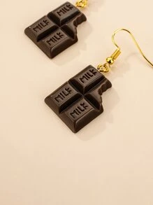 Đôi Bông tai mặt dây chuyền sô cô la Bite sáng tạo, Phụ kiện trang sức thời trang hàng ngày quyến rũ dành cho nữ, Quà tặng sinh nhật - Cà phê nâu - Xem 3