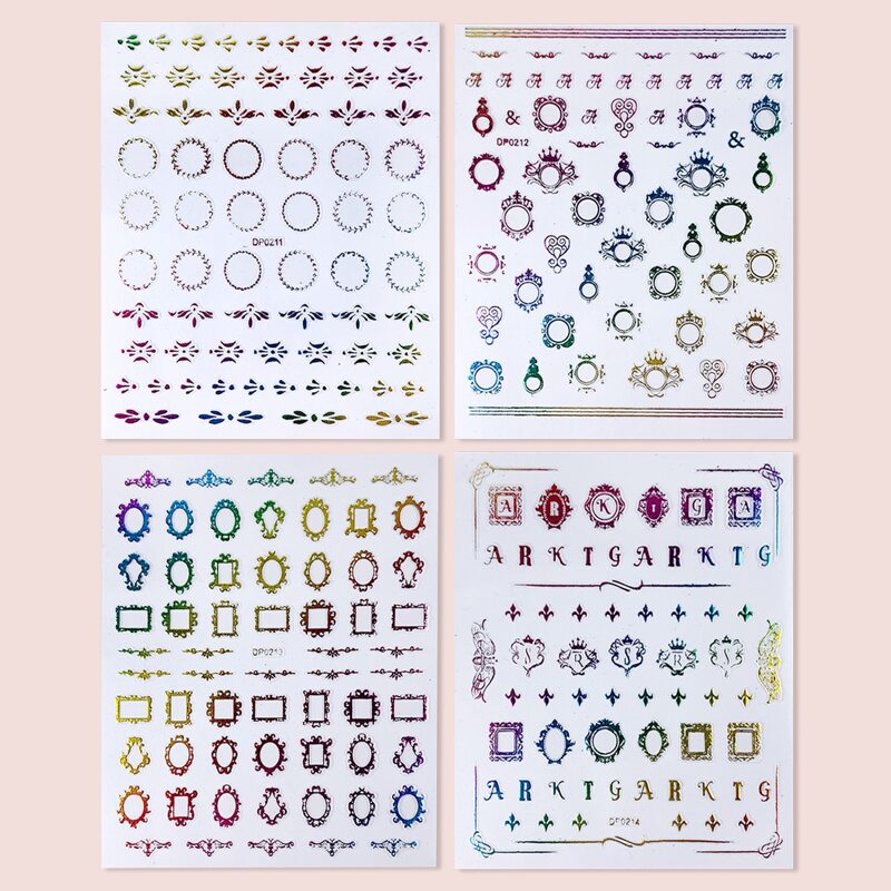 

4sheets Mix Pattern Nail Art Sticker, Multicolor