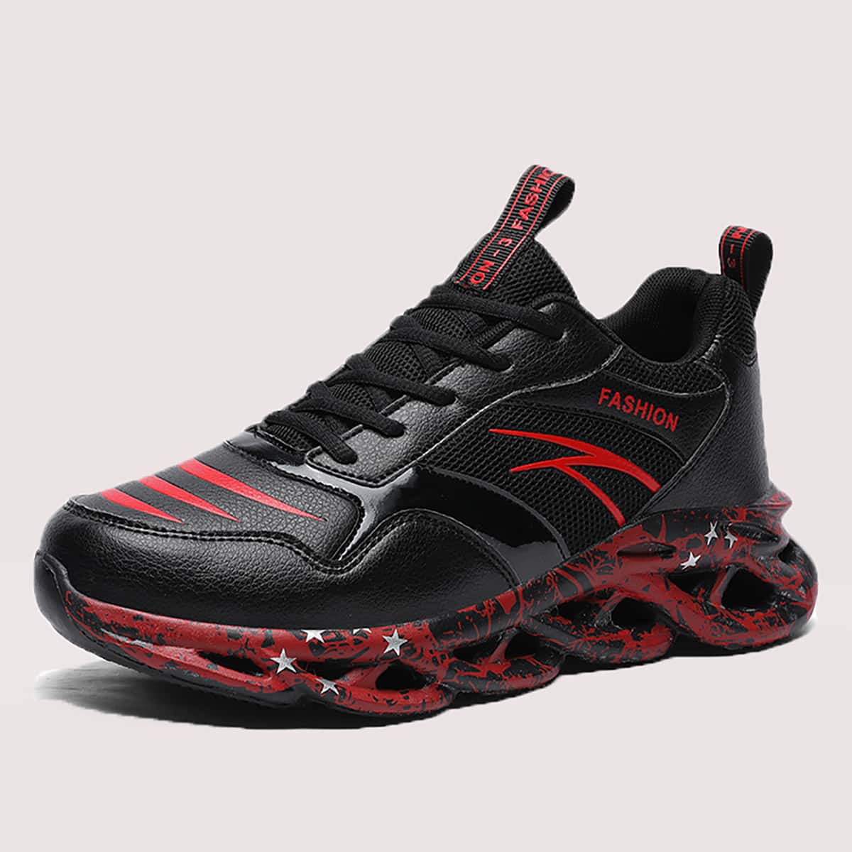 

Guys Lace-up Front Mesh Panel Chunky Sneakers, Black