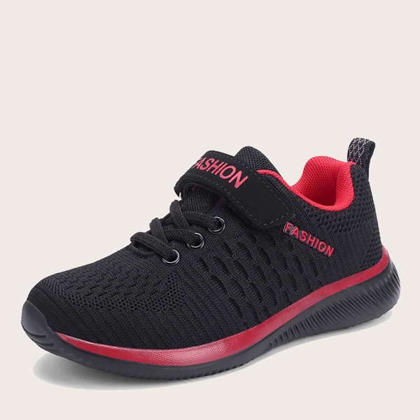 

Boys Letter Graphic Velcro Strap Sneakers, Black