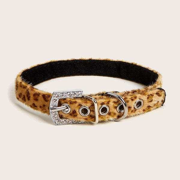 

Rhinestone Decor Leopard Pet Collar, Multicolor