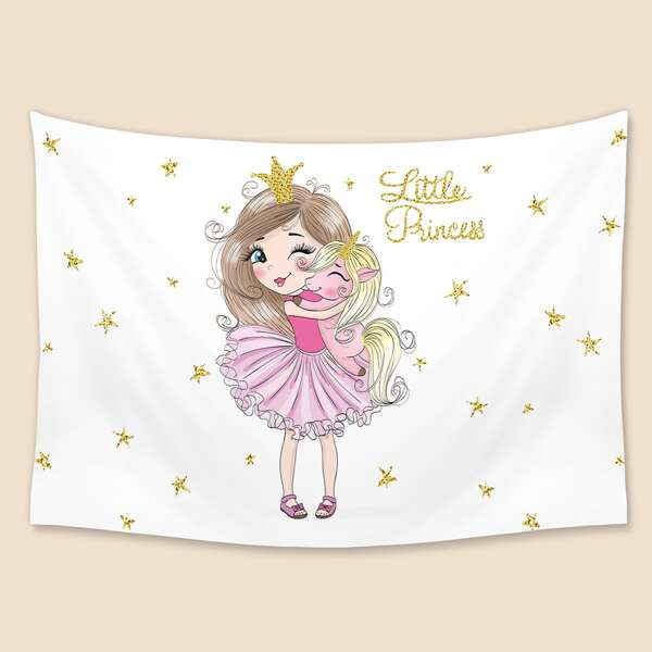 

Kids Cartoon Girl Print Tapestry, Multicolor