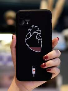 Funda compatible con iphone con estampado de corazón - Blanco y Negro - Ver 1