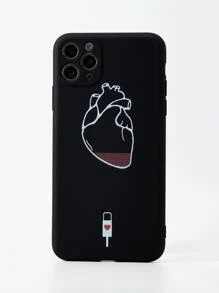 Funda compatible con iphone con estampado de corazón - Blanco y Negro - Ver 3