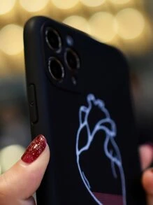 Funda compatible con iphone con estampado de corazón - Blanco y Negro - Ver 4