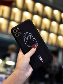 Funda compatible con iphone con estampado de corazón - Blanco y Negro - Ver 7