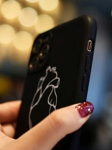 Funda compatible con iphone con estampado de corazón - Blanco y Negro - Ver 8