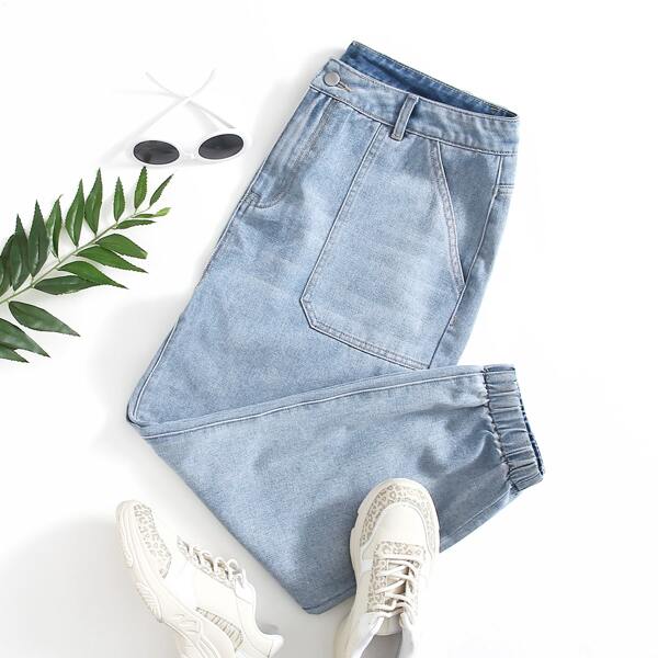 

Plus Patch Pocket Jogger Jeans, Light wash