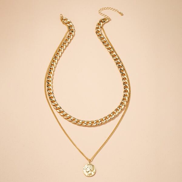 

Pendant Layered Necklace, Gold