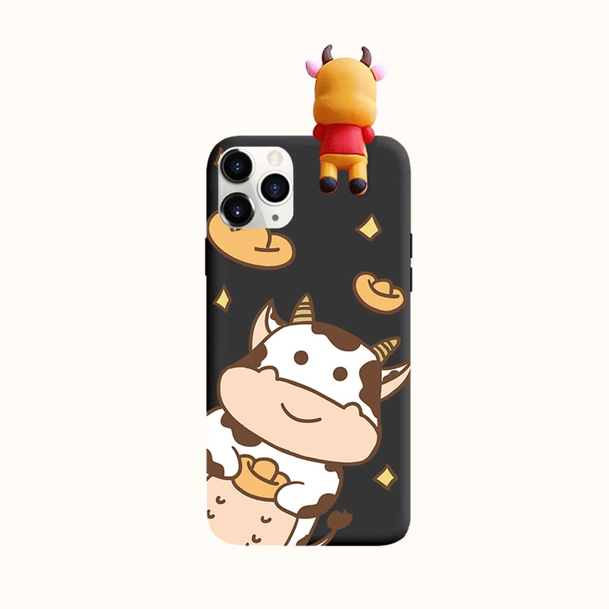

Cartoon Cow Phone Case, Black