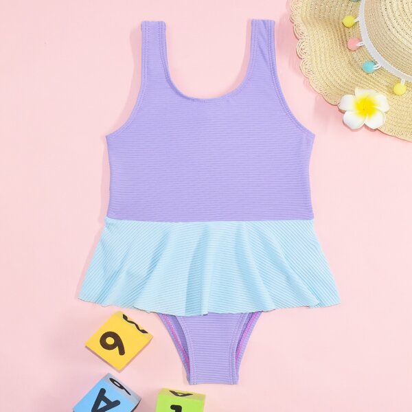 

Toddler Girls Ruffle Hem One Piece Swimsuit, Multicolor