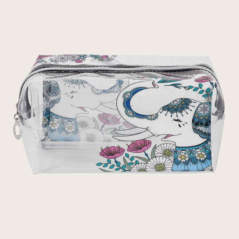 

Elephant Print Clear Makeup Bag
