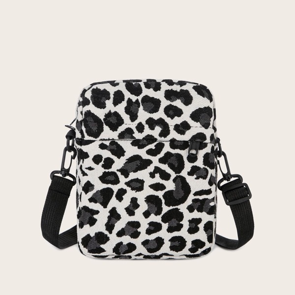 

Leopard Crossbody Bag, Black and white