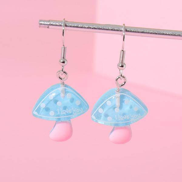 

Girls Mushroom Design Drop Earrings, Baby blue