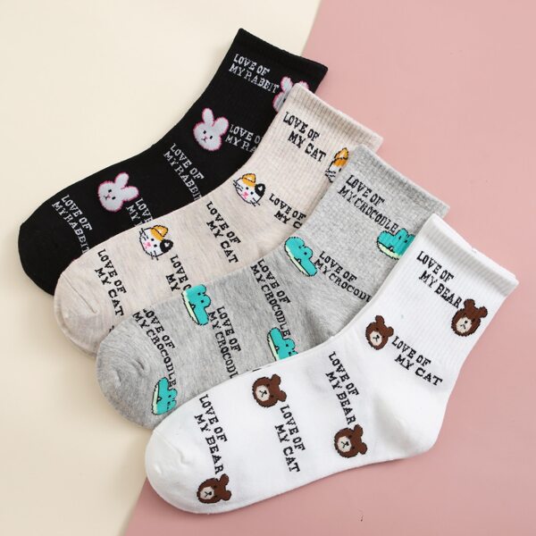 

4pairs Cartoon Graphic Socks, Multicolor