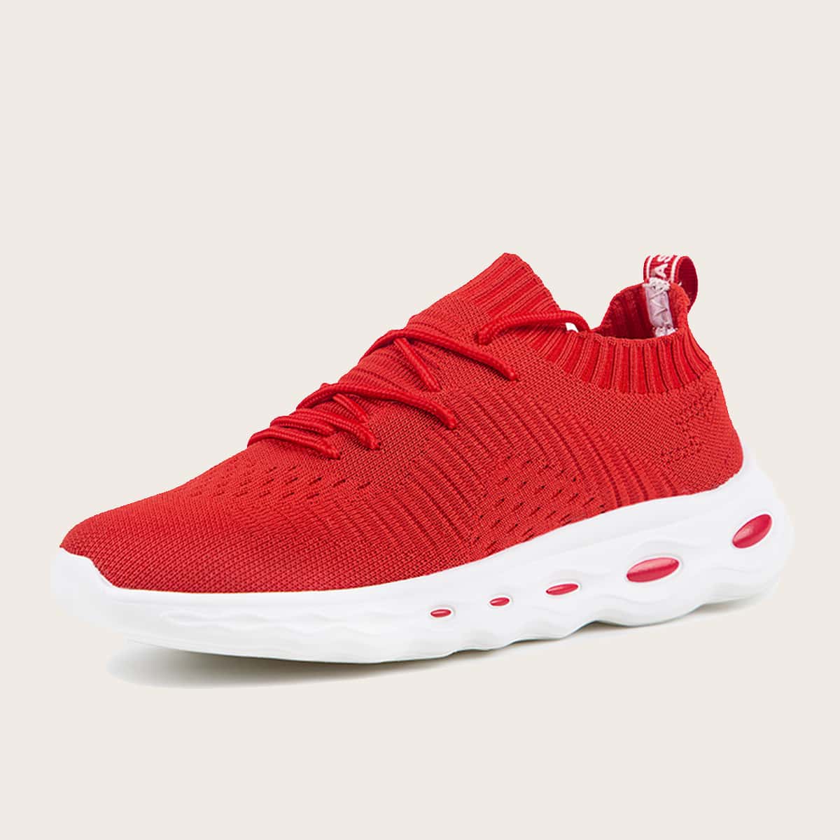 Image of Lace-up Front Knit Wide Fit Sneakers