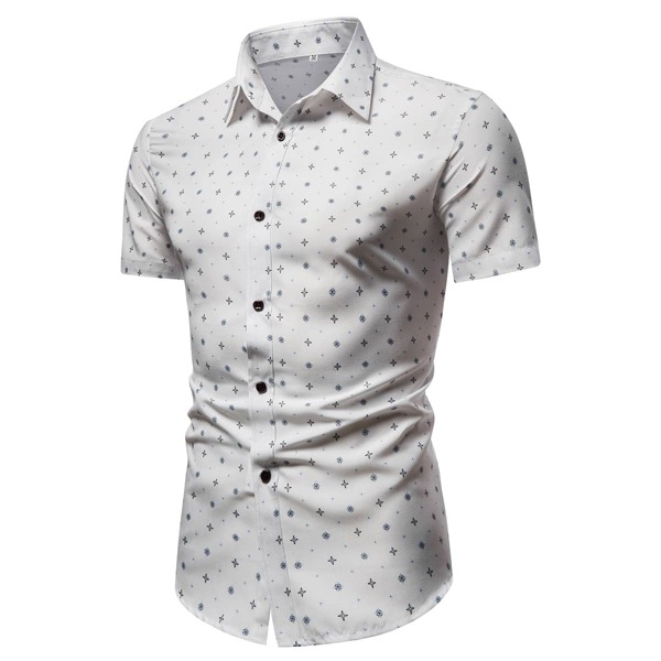 

Men Allover Geo Print Shirt, White