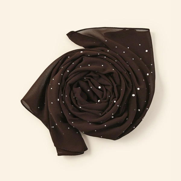 

Rhinestone Decor Scarf, Coffee brown