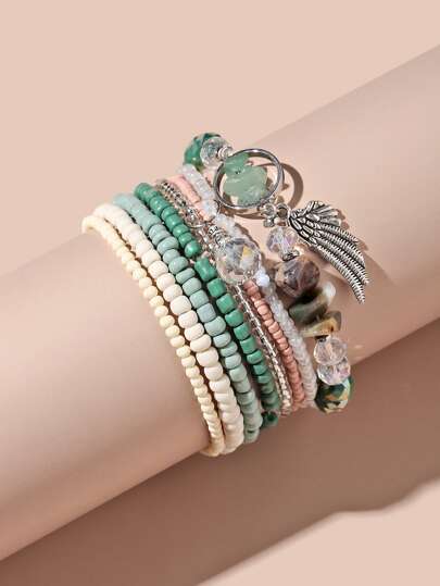 6 قطعة سوار مطرز بالريش