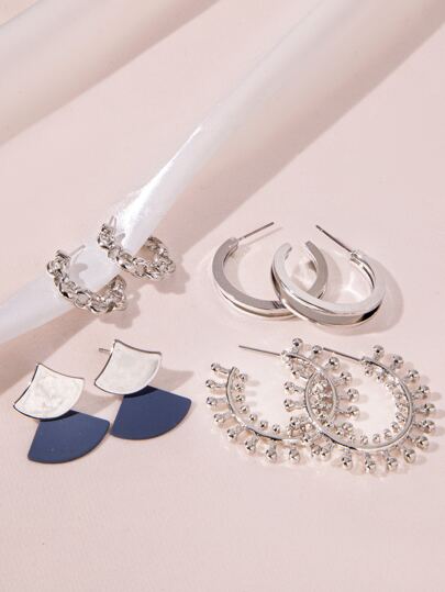 أقراط جيو متدلية متباينة اللون - 4 أزواج