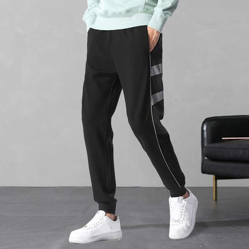 

Guys Striped Drawstring Joggers, Black