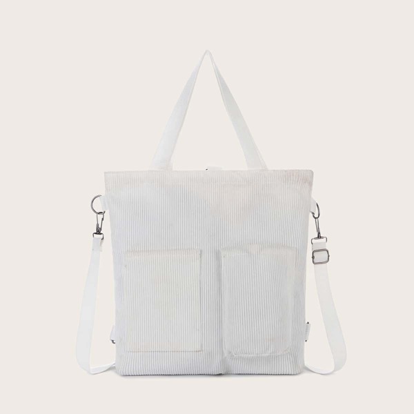 

Minimalist Corduroy Tote Bag, White