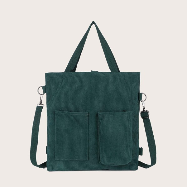 

Minimalist Corduroy Tote Bag, Green