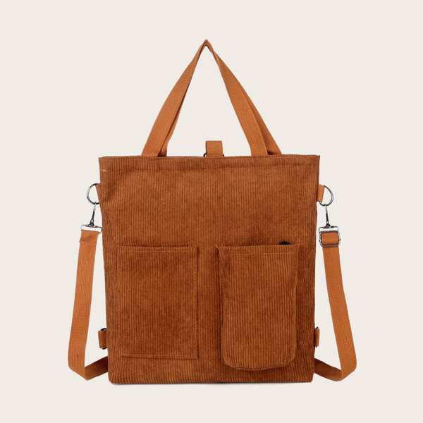

Minimalist Corduroy Tote Bag, Brown