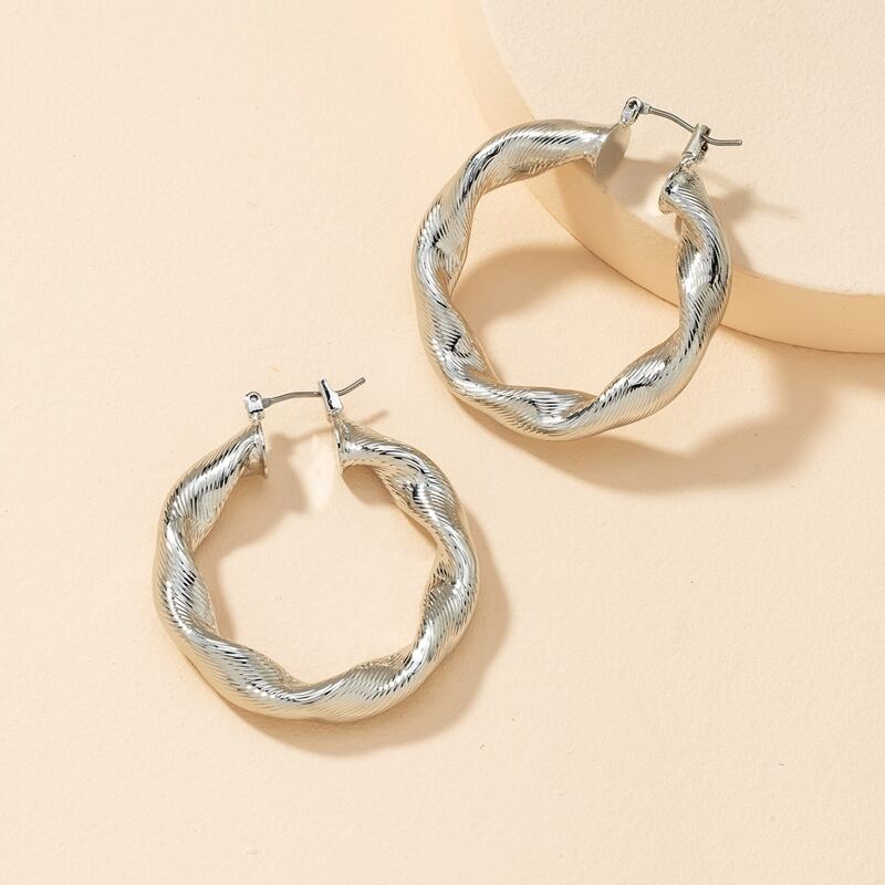 

Twist Hoop Earrings, Silver