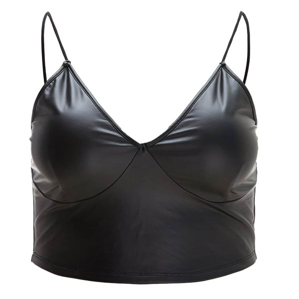 

Plus Leather Look Cami Top, Black