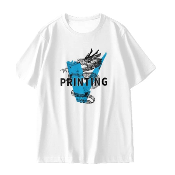

Men Chinese Dragon Print Tee, White