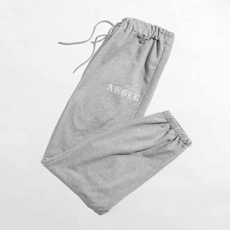 

Letter Embroidery Drawstring Sweatpants, Light grey