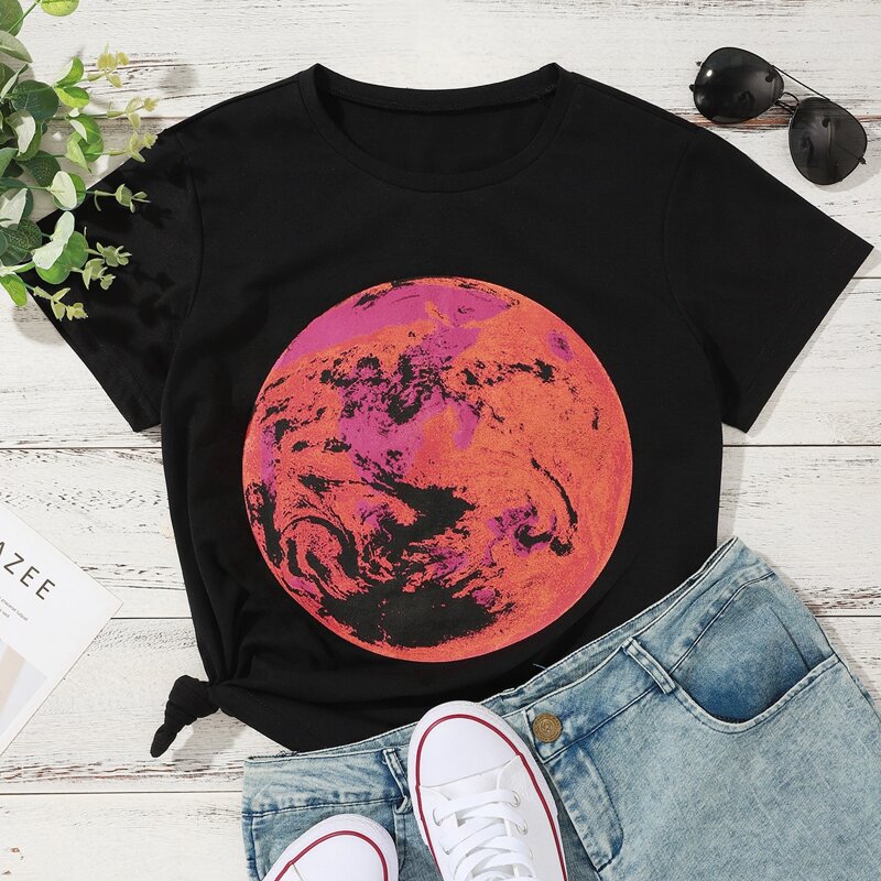 

Planet Print Short Sleeve Tee, Black